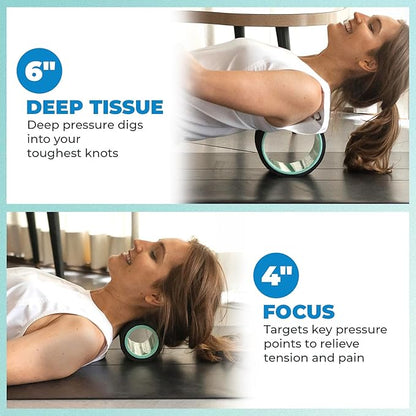 Chirp Wheel Foam Roller ??Targeted Back & Neck Relief, Lumbar Spine Stretcher, Spinal Decompression Back Stretcher, Massage Roller with Density Foam for Physical Therapy, Supports 500lbs, 2-Pack Mint