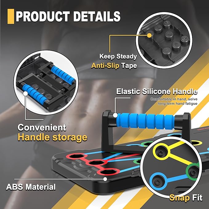 Solid Push Up Board 15 in 1 Home Workout Equipment Multi-Functional Pushup Stands System Fitness Floor Chest Muscle Exercise Professional Equipment Burn Fat Strength Training Arm Men & Women Weights