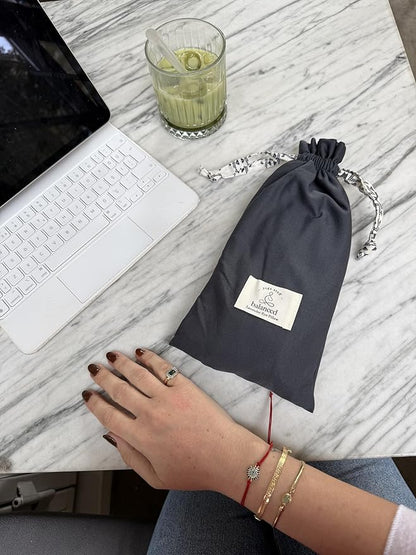 BYS Weighted Lavender Eye Pillow, Organic Cotton Fabric, Grey and White, with Travel Pouche