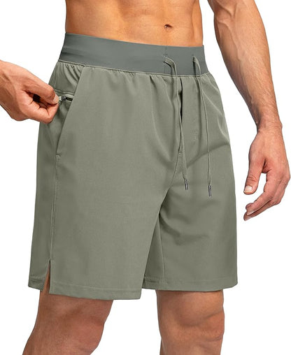 Men's Running Shorts with Zipper Pockets 9 Inch/ 7 Inch / 5 Inch Lightweight Quick Dry Gym Workout Athletic Shorts for Men(7 inch0