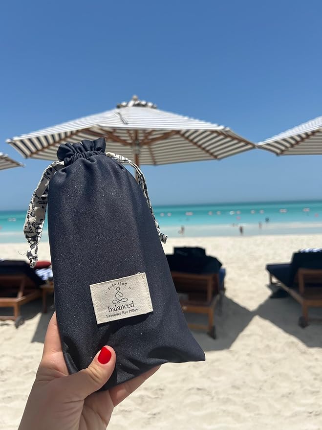 BYS Weighted Lavender Eye Pillow, Organic Cotton Fabric, Grey and White, with Travel Pouche