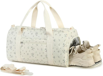 Duffle Bag for Gym Sports Women Girls Workout Travel Bag Weekender with Shoe Compartment and Wet Pocket