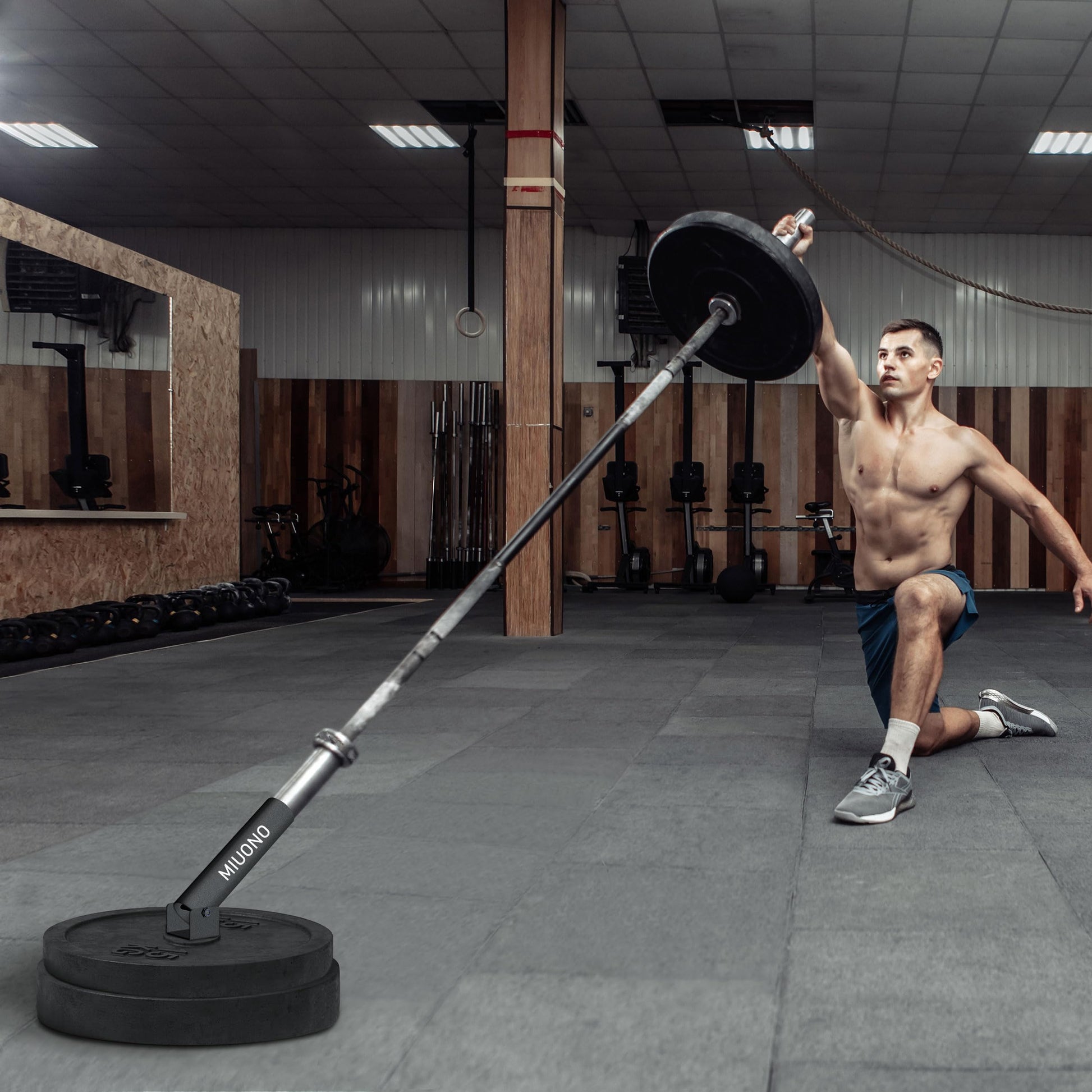 MIUONO Landmine Attachment for Barbell, T Bar Row Attachment Fit for 2" Olympic Bar, Full 360°