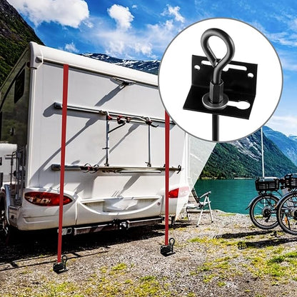 MIXXIDEA 24 in Mobile Home Anchors, Metal Ground Anchor Screw in, Heavy-Duty Earth Anchors with Adapter for Drill, Anchor Kits Set of 4 for Storage Shed, Swing, Trampoline, Tent (Black-4pk)