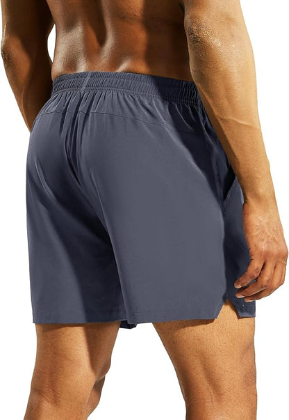 Nepest Men's 5?™â€?Athletic Running Shorts with Pockets, Lightweight Quick Dry Gym Workout Training No Liner Shorts