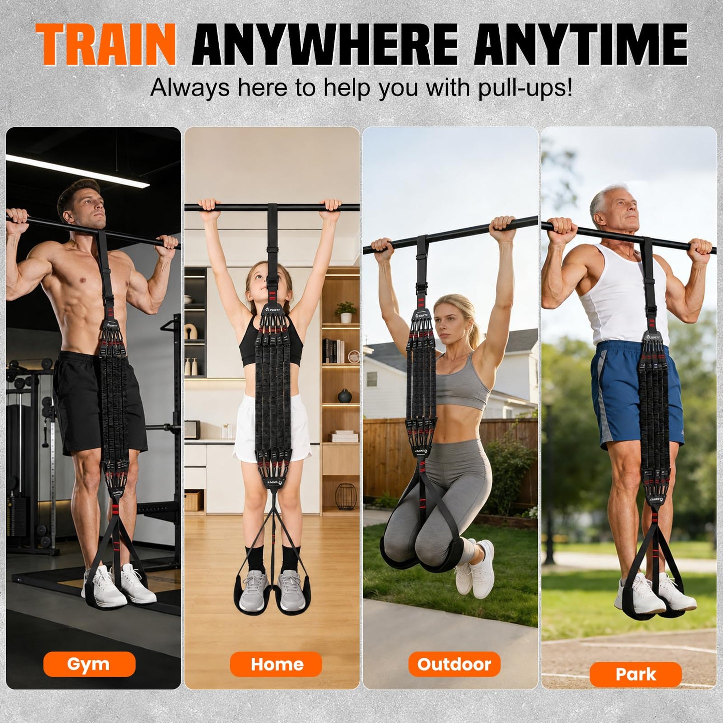 SERTT Adjustable Pull Up Assistance Band, Heavy Duty Assisted Pull Up Bands Support 375lbs, Upgrade