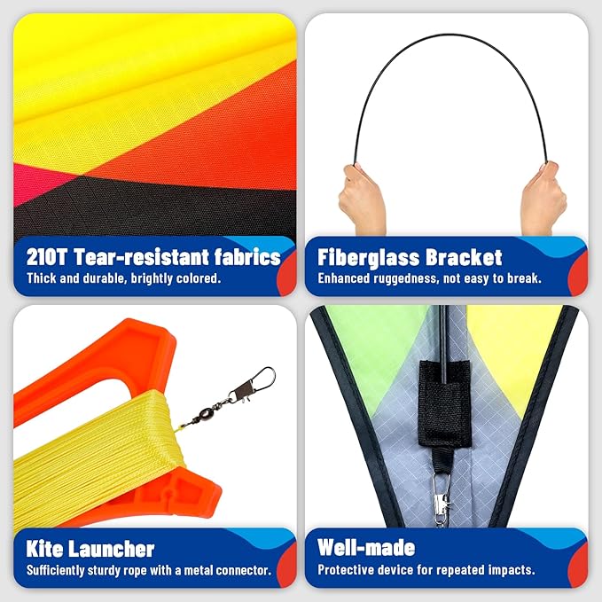 3-Piece Set Delta Kite for Easy to Fly Large Kite for Kids and Adults - Perfect Family Outdoor Toy, Beach Fun for Family Activities