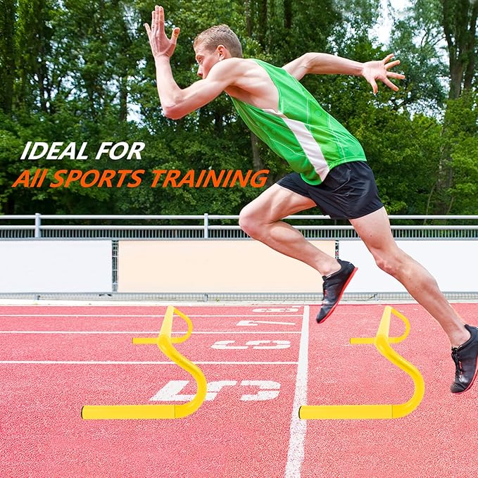 10 Pcs 6" Speed Agility Training Hurdles with 6 Marker Cone Durable Detachable Training Equipments Plyometric All Speed Hurdle for Athletes Soccer Basketball Football Practice