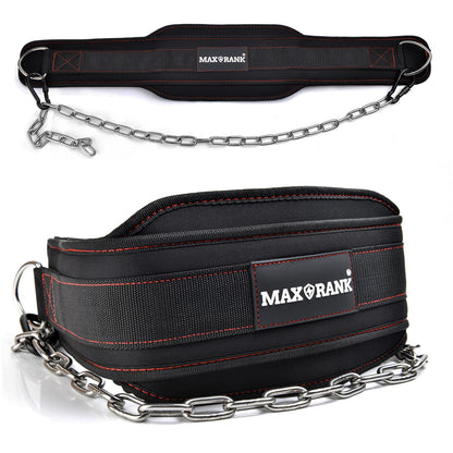 MAXRANK Dip Belt With 37" Chain for Weightlifting, 550LBS for Dips & Pullup