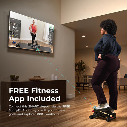 Sunny Health & Fitness Mini Stair Stepper with Resistance Bands for Cardio