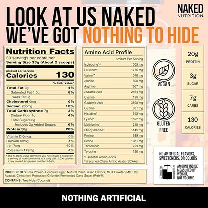 Naked Shake - Pumpkin Spice Protein Shake - Flavored Plant Based Protein with MCT Oil - Gluten-Free, Soy-Free, No GMO Or Artificial Sweeteners - 30 Servings