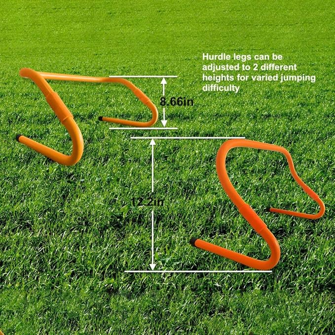 TOCO FREIDO Speed&Agility Training Set – 20ft Agility Ladder Set with 12 Rungs, 4 Adjustable Training Hurdle, 12 Disc Cones, 2 Resistance Bands, 1 Running Parachute and Footwork Drills Equipment