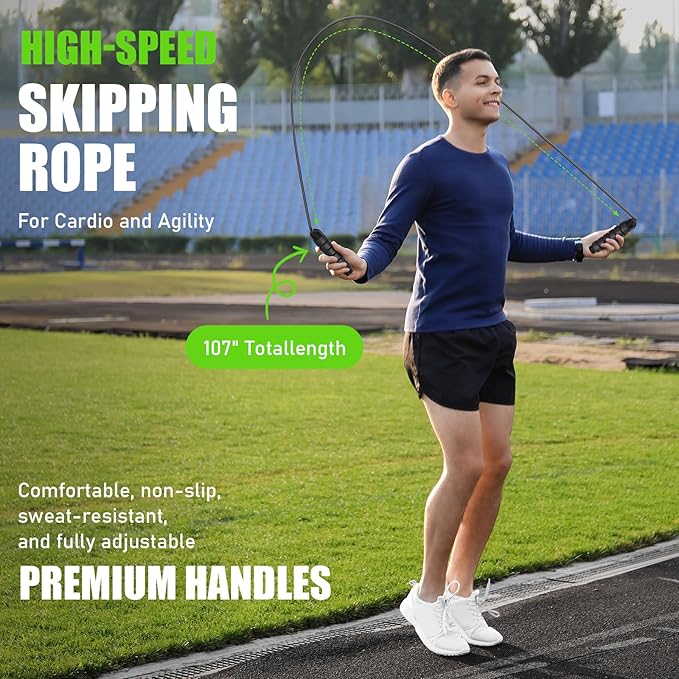 Soccer Training Equipment, Agility Speed Training Set with 20ft Speed Ladder, 12 Cones, 4 Adjustable Hurdles, Jump Rope, Parachute | Ideal for Basketball, Football Practise, for Kids, Youth, Adults