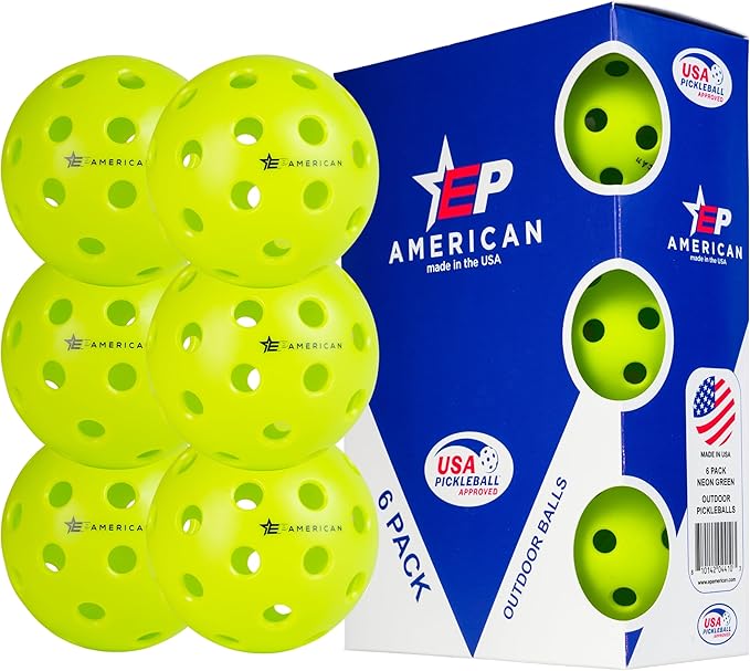 EP American Outdoor Pickleballs USAPA Approved | Made in USA with Durable Design | Tournament-Ready, High Performance | 40 Precision Holes for Balanced Flight, Consistent Spin