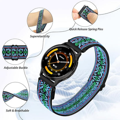 2 Pack Elastic Ankle/Arm Watch Bands Compatible with Garmin Venu 3/Venu 2/Vivoactive 4, Garmin Forerunner 570 47mm/265/255/255 Music, 22mm Sport Nylon Replacement Strap for Amazfit GTR 4/3/2