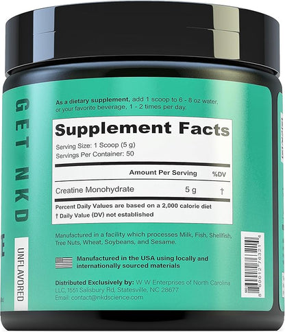 Creatine Monohydrate Third Party Tested 50 Servings micronized creatine for Strength and Recovery - 5g per Serving - unflavored