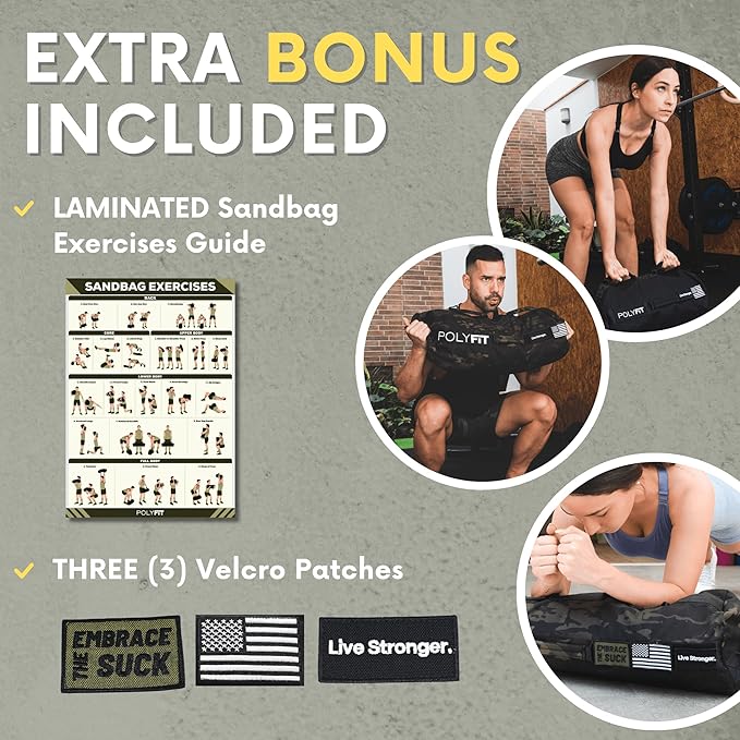 Polyfit Sandbag Pro - Workout Sandbag with Triple Closure Filler Bag and Reinforced Nylon Webbing - Sand Not Included - Multiple Colors & Sizes