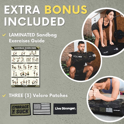 Polyfit Sandbag Pro - Workout Sandbag with Triple Closure Filler Bag and Reinforced Nylon Webbing - Sand Not Included - Multiple Colors & Sizes
