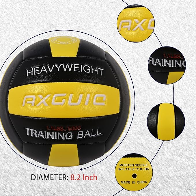 1.1LBS Heavy Weight Volleyball Official Size 5 Setter Training Volleyballs Training Practice,Leather Soft Grip Durability Weighted Volleyball Setting Trainer