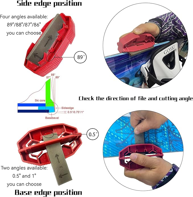 Snowboard Ski Edge Bevel Tuning ski Wax kit，Snowboard Tool，ski Edge Sharpener Tuner Side Ski Angle Tool & Diamonds & Gummi Stone (Tool+Diamonds + Gummi Stone)