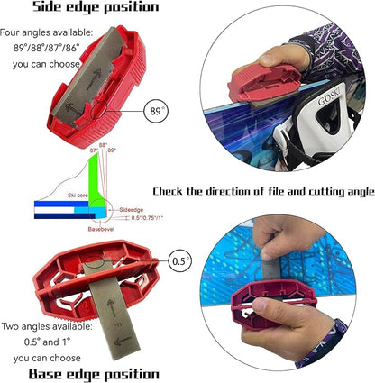 Snowboard Ski Edge Bevel Tuning ski Wax kit，Snowboard Tool，ski Edge Sharpener Tuner Side Ski Angle Tool & Diamonds & Gummi Stone (Tool+Diamonds + Gummi Stone)