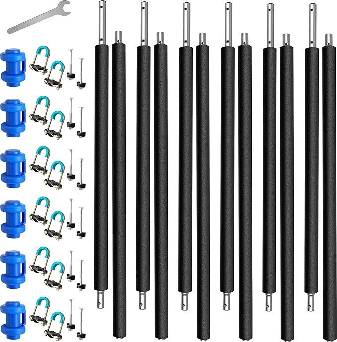 6PCS Universal Trampoline Poles Replacement Enclosure Poles Fit 8-16FT Straight Pole Trampoline Frame, Heavy Duty Trampoline Accessories Kits Include Foam Sleeve & Hardware for 2 Install Ways