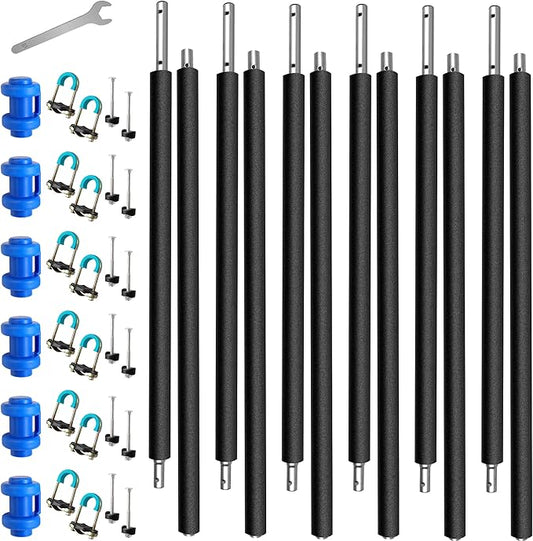 6PCS Universal Trampoline Poles Replacement Enclosure Poles Fit 8-16FT Straight Pole Trampoline Frame, Heavy Duty Trampoline Accessories Kits Include Foam Sleeve & Hardware for 2 Install Ways