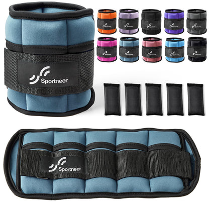 Sportneer Adjustable Ankle Weights 1 Pair 2 4 6 8 10 Lbs Leg Weight Straps for Women Men, Weighted