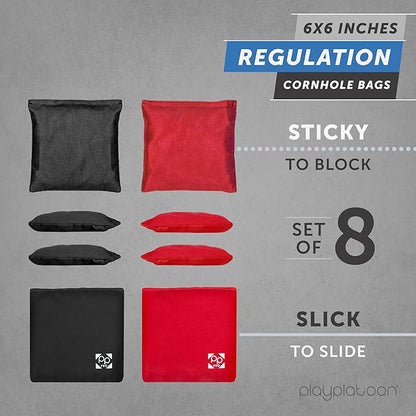 Professional Cornhole Bags - Set of 8 Regulation All Weather Double Sided - Sticky Side/Slick Side Bean Bags for Pro Corn Hole Game