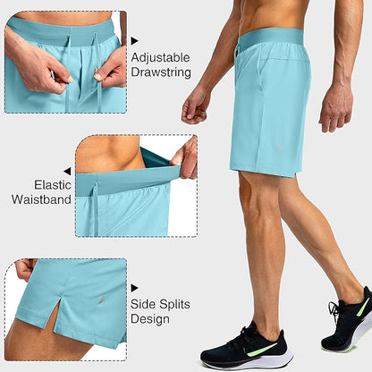 Men's Running Shorts with Zipper Pockets 9 Inch/ 7 Inch / 5 Inch Lightweight Quick Dry Gym Workout Athletic Shorts for Men(9 inch)
