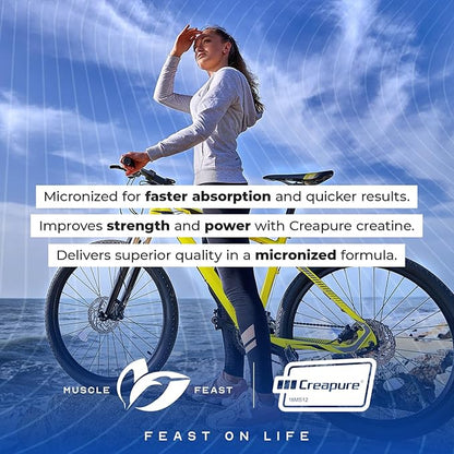 Muscle Feast Creapure - Micronized Creatine Monohydrate Powder | Premium Pre-Workout or Post-Workout | Flavored Creatine for Women & Men | Easy to Mix, Gluten-Free, Safe and Pure, (Watermelon, 250g)