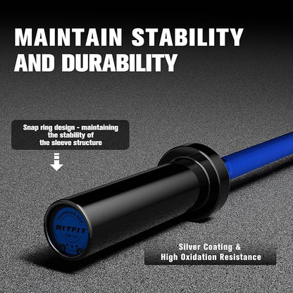 RITFIT Olympic Barbell 4ft/4.8ft/6ft - 2 Inch Weight Bar for Strength Training, Weightlifting, Squat, Deadlift, Bench Press, Curl, Overhead Press - 350lbs/500lbs Capacity