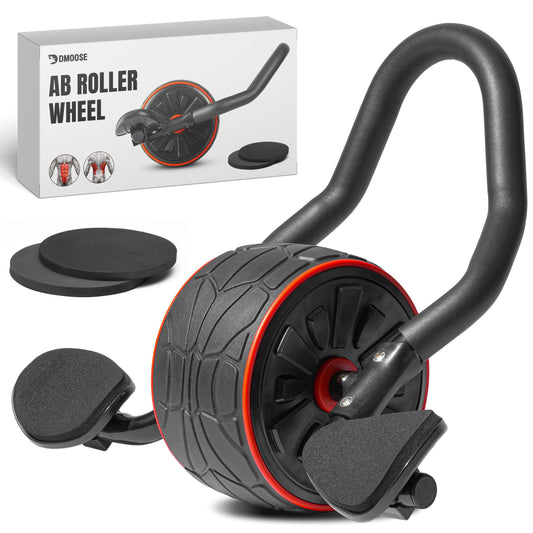 DMoose Fitness Ab Roller Wheel with Elbow Support & 2 Knee Pads - Abdominal Exercise Trainer for