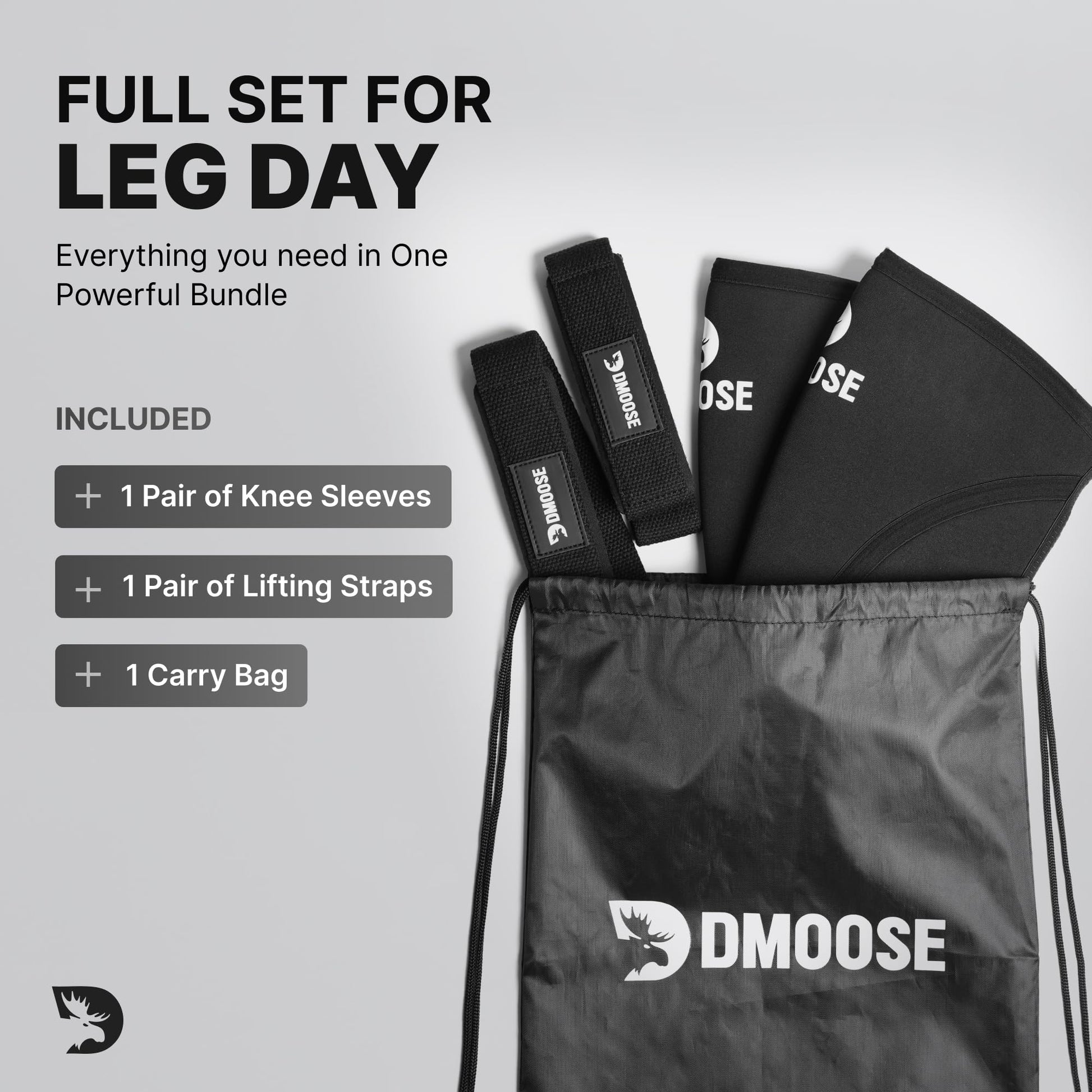 DMoose Fitness Knee Sleeves for Weightlifting (Pair) 78" Knee Wraps for Squats, Powerlifting &
