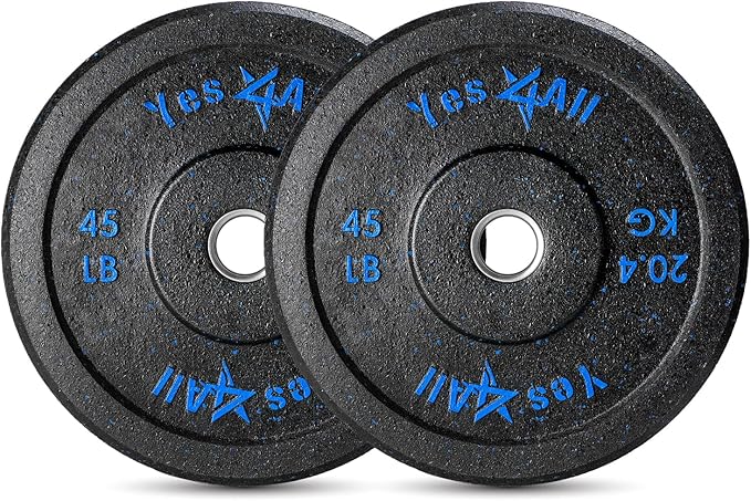 Yes4All 2" Bumper Plate, 10-190 LB Olympic Rubber Weight Plate with Steel Hub for WeightLifting, Strength Training, Home Gym, Less Impact, Absorb Bounce & Shock, Multiple Options
