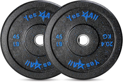Yes4All 2" Bumper Plate, 10-190 LB Olympic Rubber Weight Plate with Steel Hub for WeightLifting, Strength Training, Home Gym, Less Impact, Absorb Bounce & Shock, Multiple Options