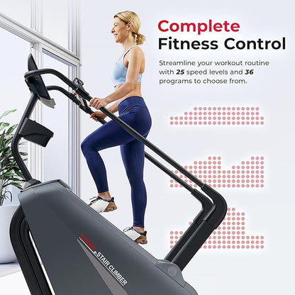 Sunny Health & Fitness Premium High-Intensity Smart Stepper Stair Climber, Commercial Grade, Cardio Workout Programs, Free SunnyFit App Bluetooth Connection, 350-400 LB Weight Capacity