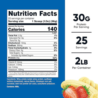 Nutricost Whey Protein Isolate (2 LB) Strawberry Banana Flavored - GMO-Free, Gluten-Free
