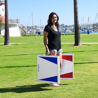 GoSports 4 x 2 ft Aluminum Cornhole Game Sets – Choose LED Lights or Standard - Set Includes 2 Foldable Regulation Size Boards, 8 Bean Bags, & Rules