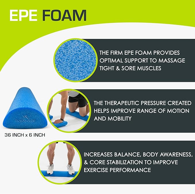 ProsourceFit Flex Foam Rollers for Muscle Massage, Physical Therapy, Core & Balance Exercises Stabilization