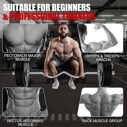 4ft Olympic Barbell - 2 Inch Weight Lifting Bars for Strength Training, Deadlift, Bench Press, Squat, Bicep Curls, Overhead Press - 500lbs Capacity w/Spring Collars