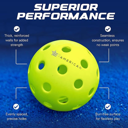 EP American Outdoor Pickleballs USAPA Approved | Made in USA with Durable Design | Tournament-Ready, High Performance | 40 Precision Holes for Balanced Flight, Consistent Spin
