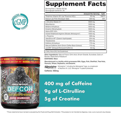Anabolic Warfare Defcon1 High Stim, High-Intensity Pre-Workout Powder (Fruit Explosion, 20 Servings)