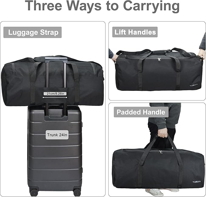 Large Duffle Bag 100L, Travel Duffel Bag for Men, Water & Tear Resistant Travel Bag, Extra Large Moving Bags Women Weekender Bag Overnight for Sports Travel Essentials, Camping Gear Storage (Black)