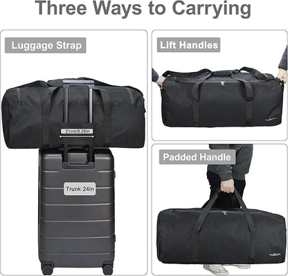 Large Duffle Bag 100L, Travel Duffel Bag for Men, Water & Tear Resistant Travel Bag, Extra Large Moving Bags Women Weekender Bag Overnight for Sports Travel Essentials, Camping Gear Storage (Black)