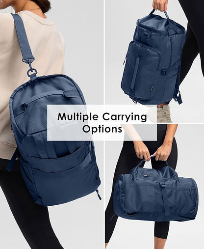 Gym Bag for Women Workout Gym Backpack with Shoe Compartment Sports Duffel Bag Multiple Pockets 30L (Navy)