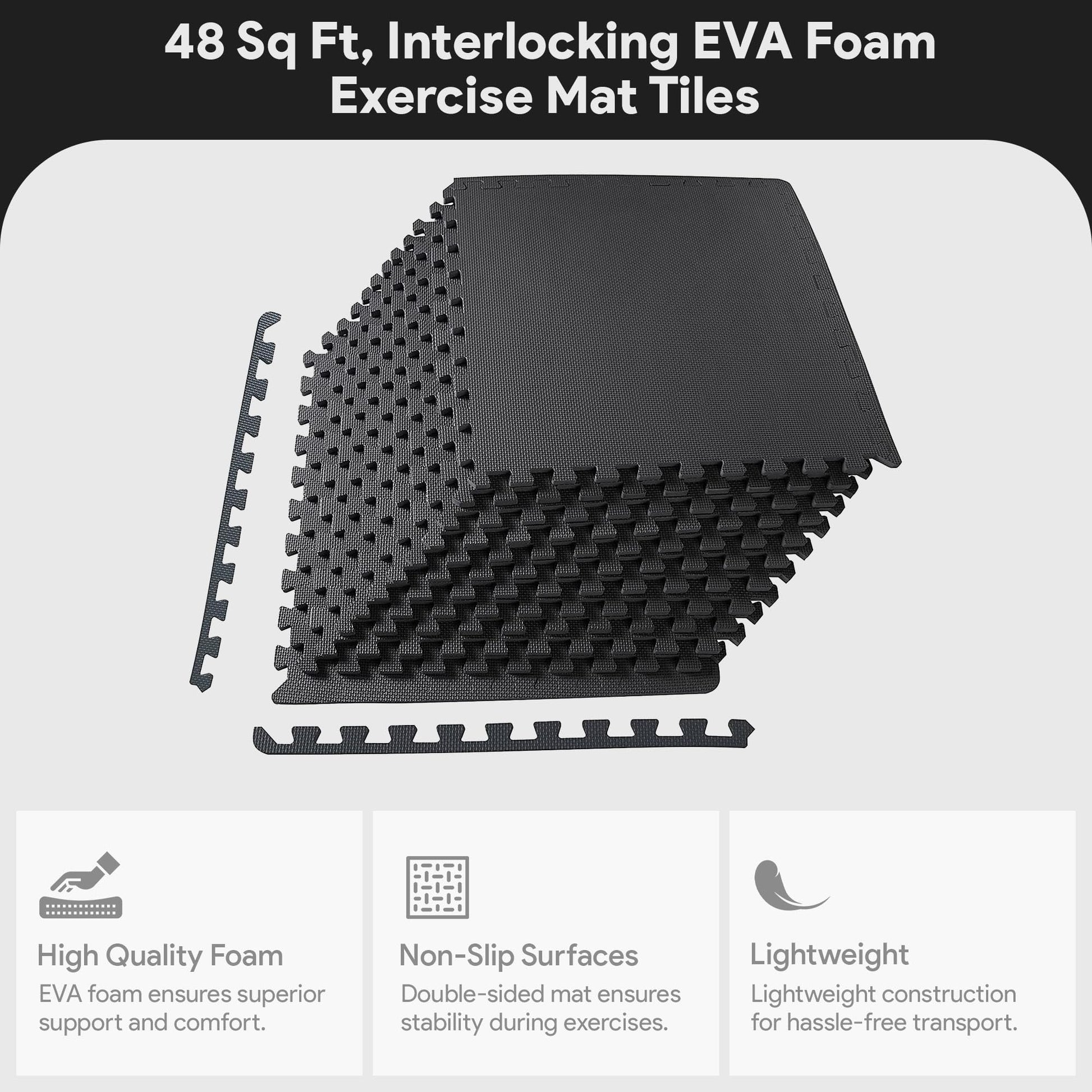 BalanceFrom Puzzle Exercise Mat 1/2-inch Thick, EVA Interlocking Foam Floor