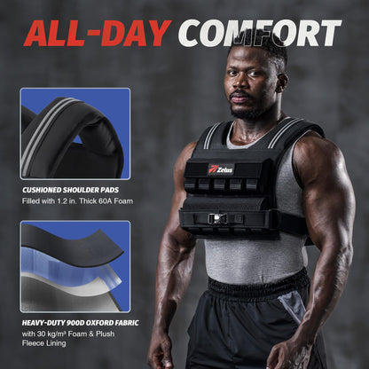 ZELUS Weighted Vest Men, 45lb Adjustable Weight Vest,Removable Iron Weights