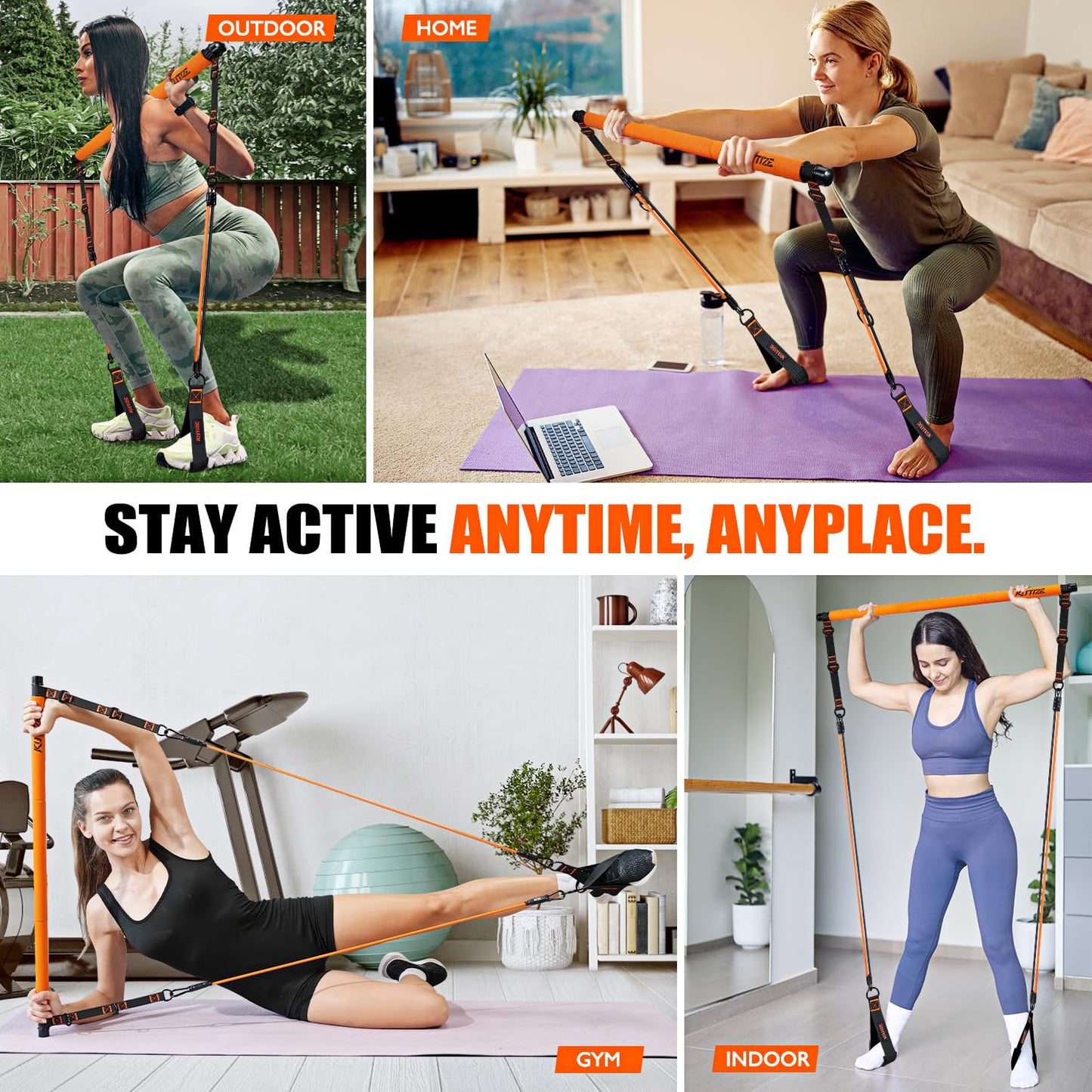 KUTIZE Pilates Bar Kit with Resistance Bands, Pilates Equipment, Multifunctional Resistance Bands