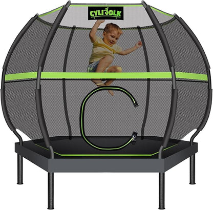 Trampoline for Kids, Heavy Duty Recreational Trampolines Toddler Trampoline with Enclosure Net Ladder Indoor Outdoor Trampoline CPC Approved